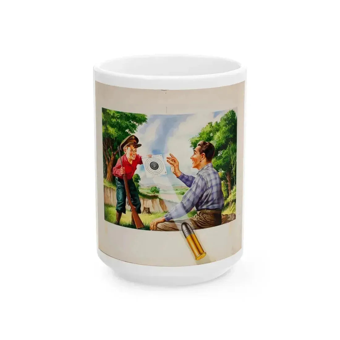 Bure Rifle Targets, ad illustration - White Coffee Mug 15oz - Go Mug Yourself
