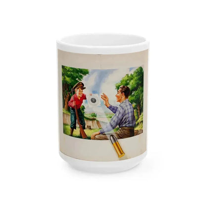 Bure Rifle Targets, ad illustration - White Coffee Mug 15oz - Go Mug Yourself