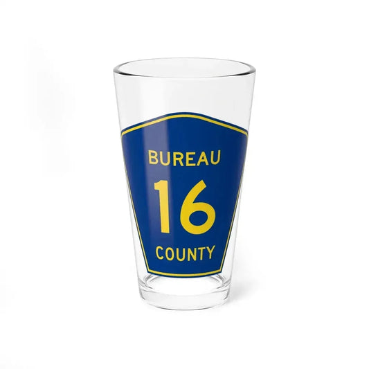 Bureau County 16 (Illinois) (Road Sign) Pint Glass 16oz 16oz - Go Mug Yourself