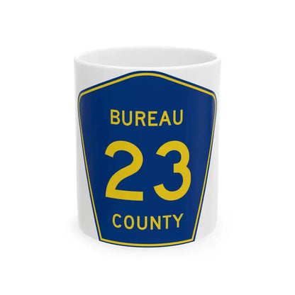 Bureau County 23 (Illinois) (Road Sign) White Coffee Mug 11oz - Go Mug Yourself
