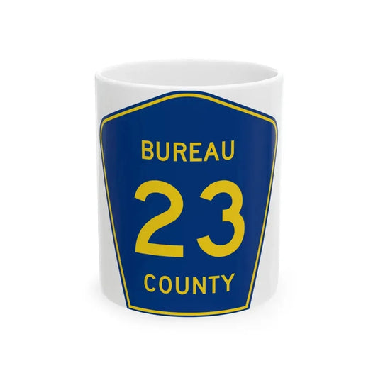 Bureau County 23 (Illinois) (Road Sign) White Coffee Mug 11oz - Go Mug Yourself