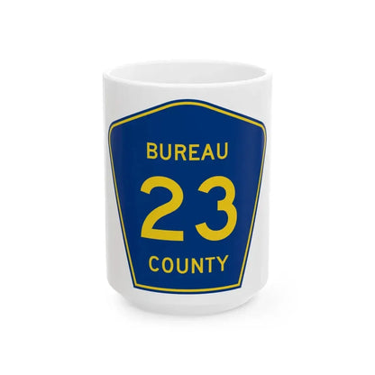 Bureau County 23 (Illinois) (Road Sign) White Coffee Mug 15oz - Go Mug Yourself