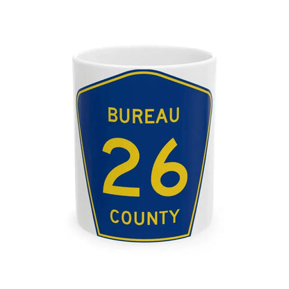 Bureau County 26 (Illinois) (Road Sign) White Coffee Mug 11oz - Go Mug Yourself