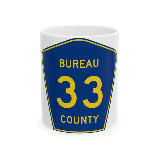 Bureau County 33 (Illinois) (Road Sign) White Coffee Mug 11oz - Go Mug Yourself