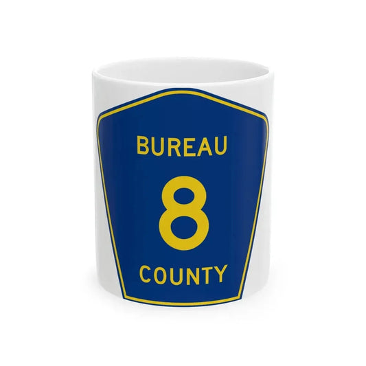Bureau County 8 (Illinois) (Road Sign) White Coffee Mug 11oz - Go Mug Yourself
