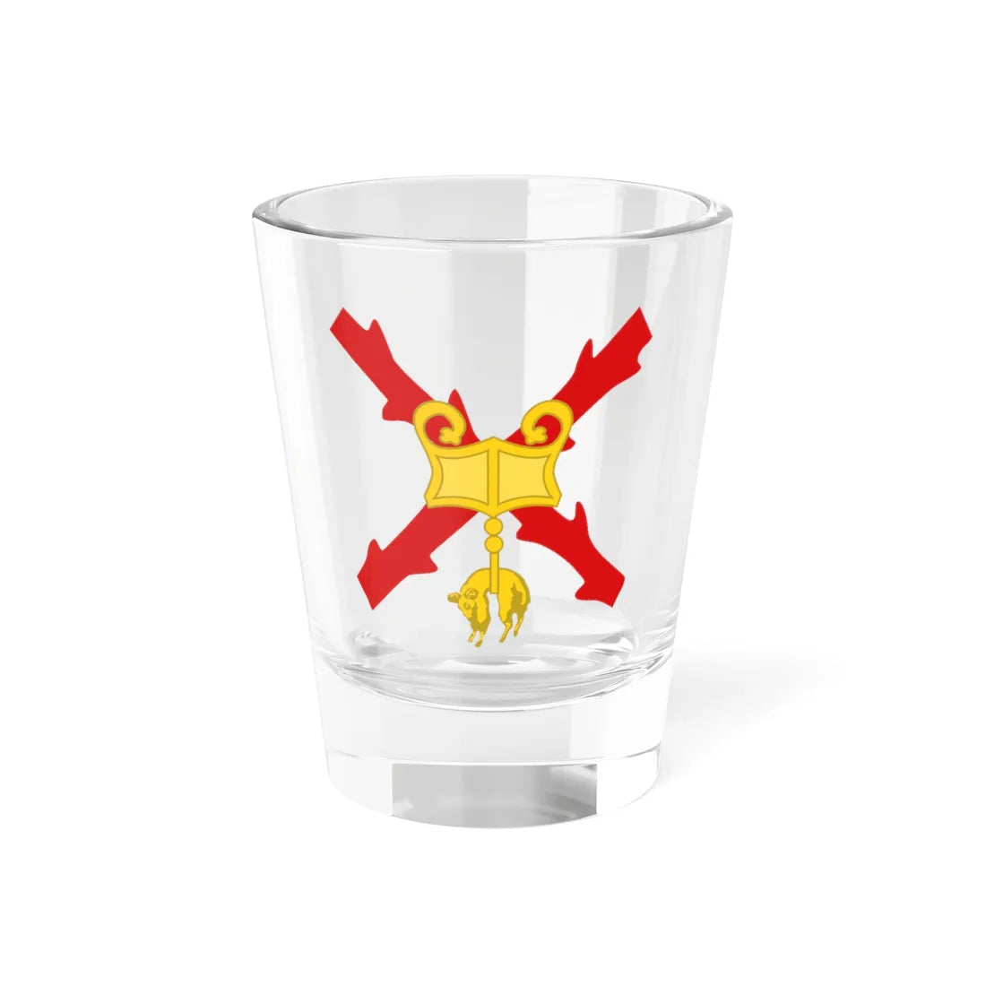 Burgundian Cross of Burgundy of the Spanish Netherlands (Belgium) (Coat of Arms) Shot Glass 1.5oz 1.5oz - Go Mug Yourself