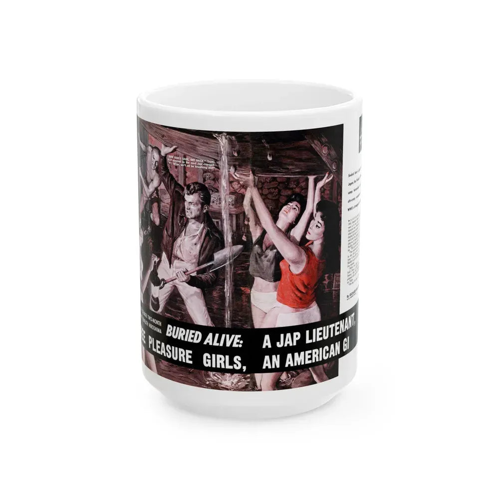 Buried Alive, Male magazine, December 1960 - White Coffee Mug 15oz - Go Mug Yourself