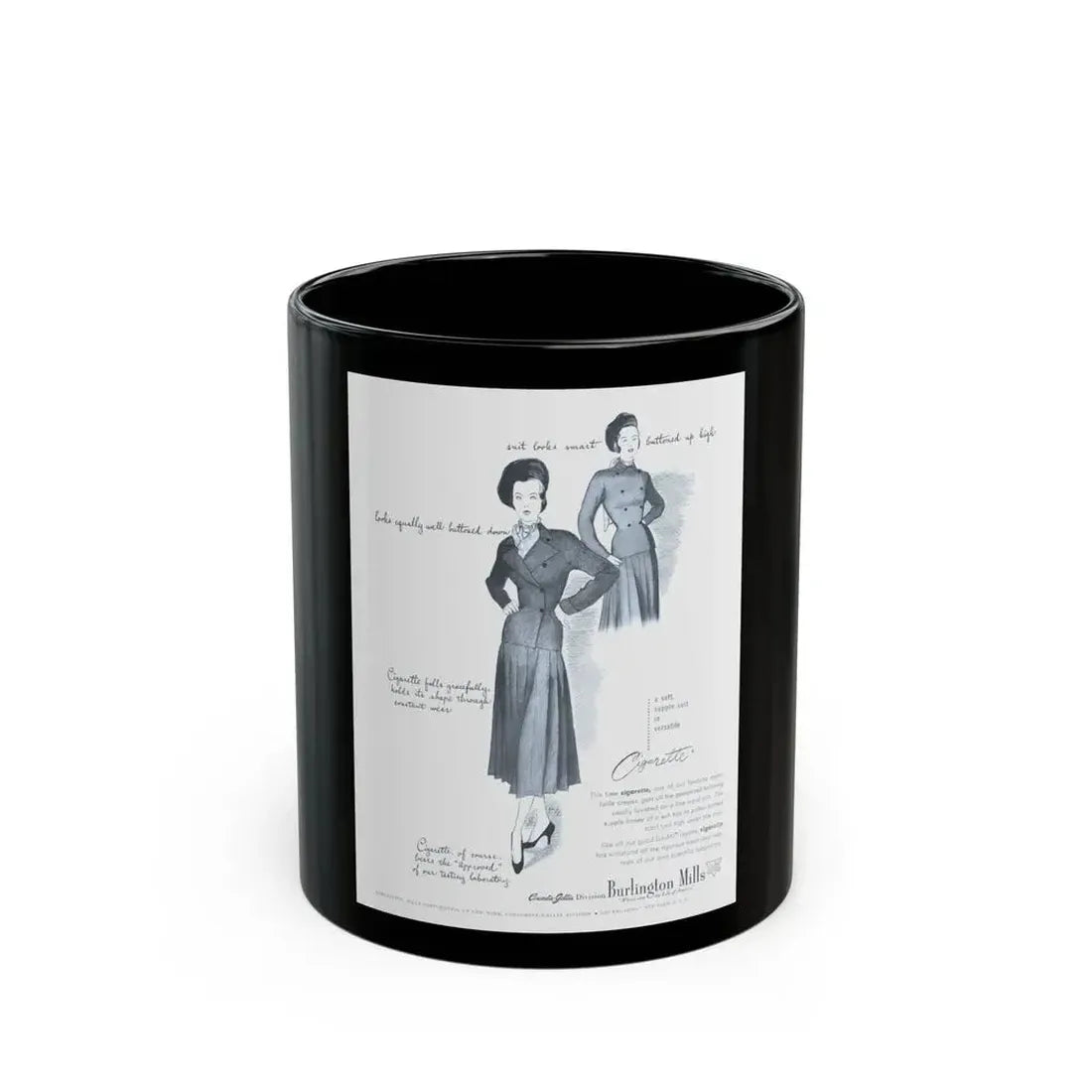 Burlington Mills, 1948 - Black Coffee Mug 11oz - Go Mug Yourself