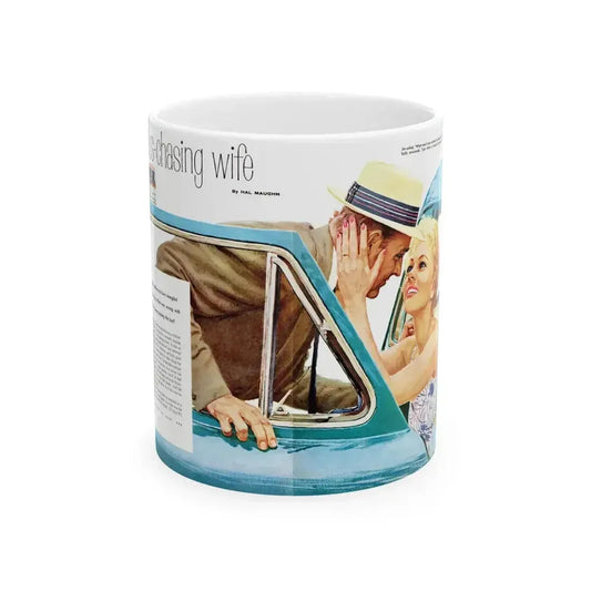 Bus-chasing wife, Family Circle, October 1959 - White Coffee Mug 11oz - Go Mug Yourself
