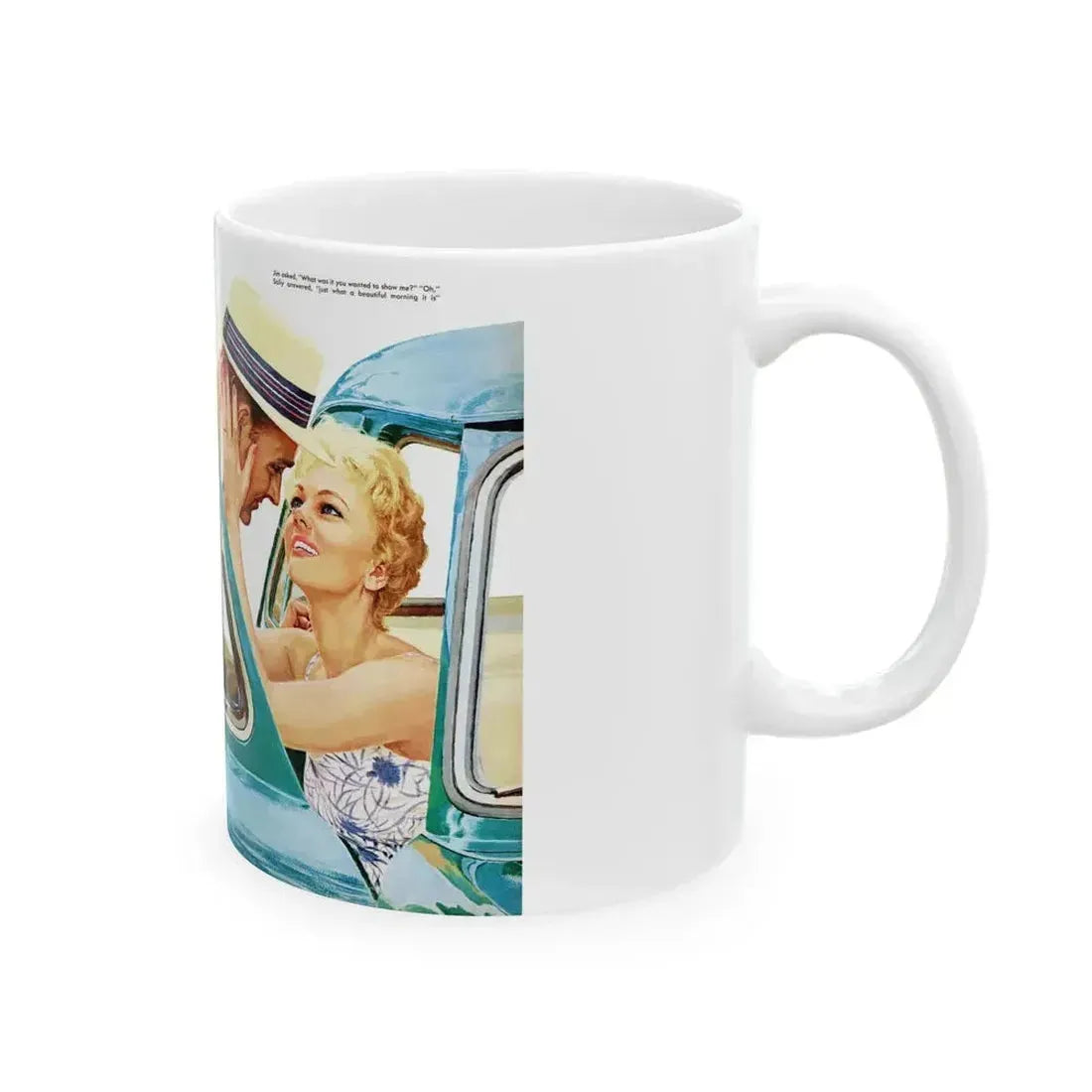 Bus-chasing wife, Family Circle, October 1959 - White Coffee Mug - Go Mug Yourself