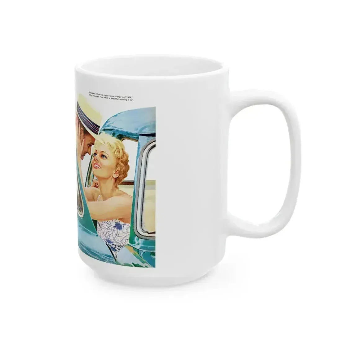 Bus-chasing wife, Family Circle, October 1959 - White Coffee Mug - Go Mug Yourself