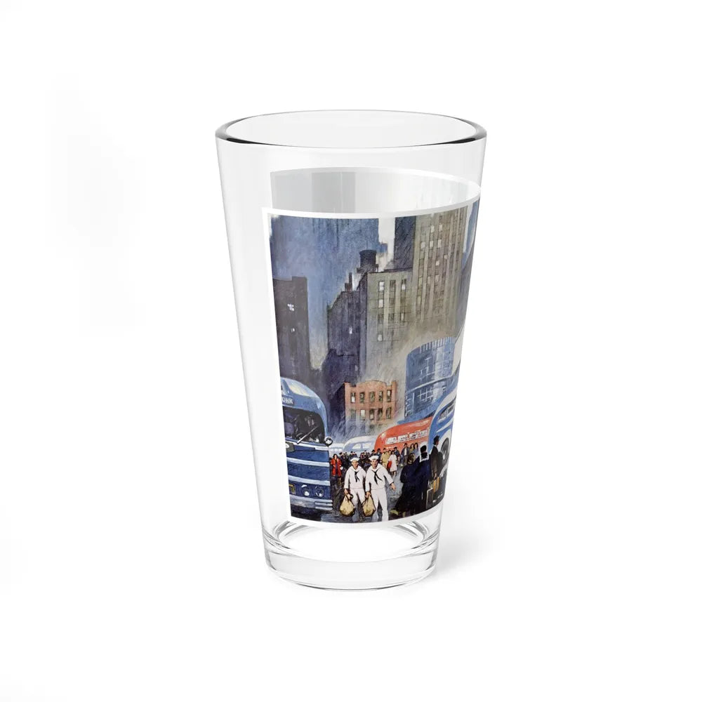 Bus Lines Are Taxed To Capacity, 1943 (Magazine Illustration) Pint Glass 16oz-Go Mug Yourself