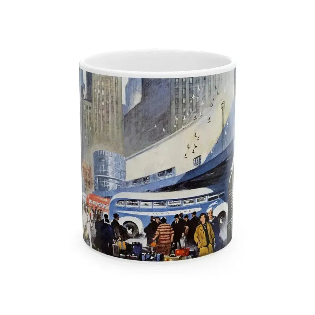 Bus Lines Are Taxed To Capacity, 1943 - White Coffee Mug 11oz - Go Mug Yourself