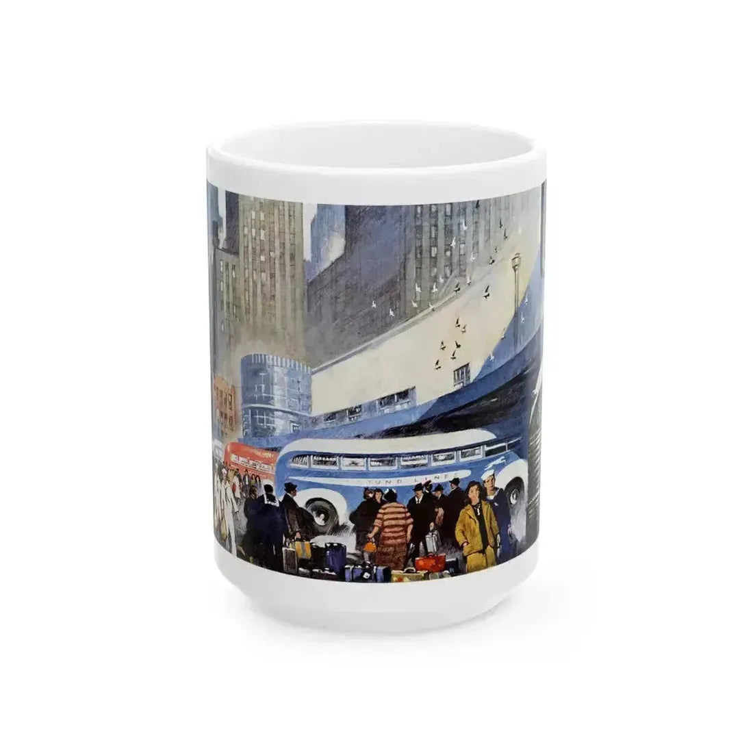 Bus Lines Are Taxed To Capacity, 1943 - White Coffee Mug 15oz - Go Mug Yourself