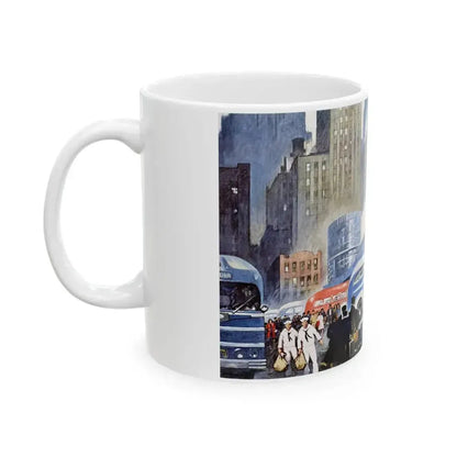 Bus Lines Are Taxed To Capacity, 1943 - White Coffee Mug - Go Mug Yourself