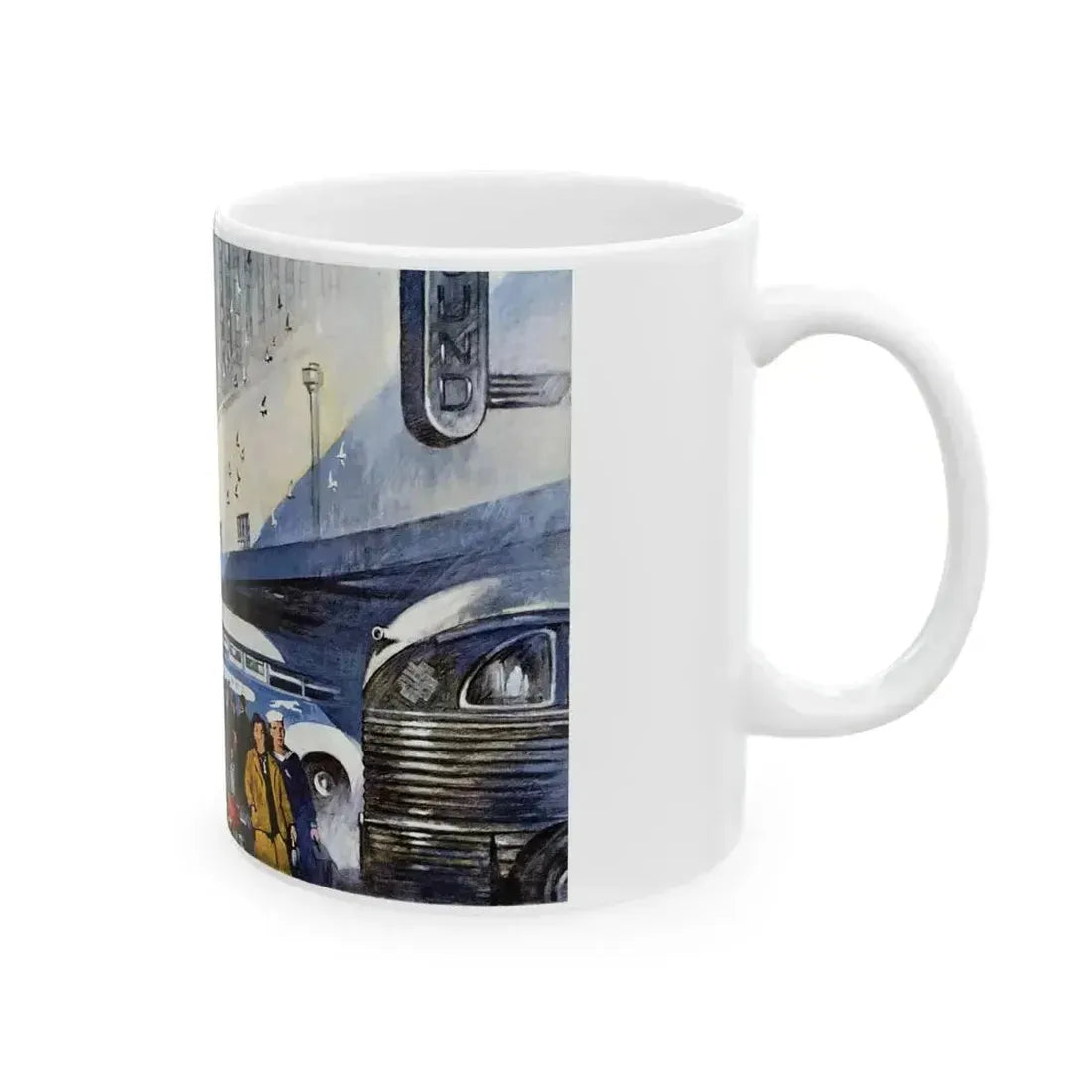 Bus Lines Are Taxed To Capacity, 1943 - White Coffee Mug - Go Mug Yourself