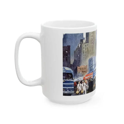 Bus Lines Are Taxed To Capacity, 1943 - White Coffee Mug - Go Mug Yourself