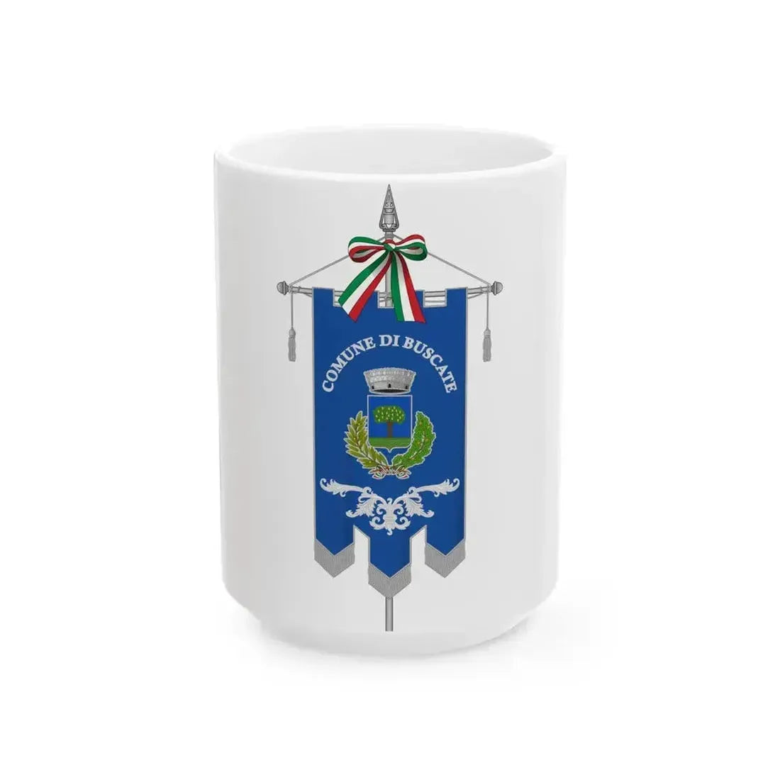 Buscate-Gonfalone (Italy) White Coffee Mug 15oz - Go Mug Yourself