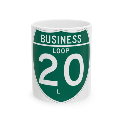 Business Interstate 20-L TX (Texas) (Road Sign) White Coffee Mug 11oz - Go Mug Yourself