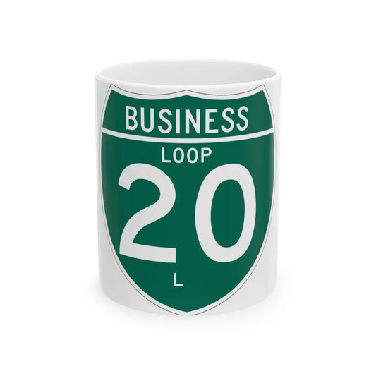 Business Interstate 20-L TX (Texas) (Road Sign) White Coffee Mug 11oz - Go Mug Yourself