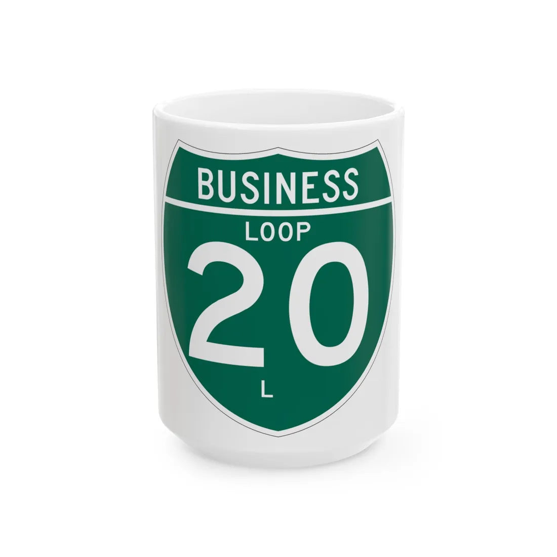 Business Interstate 20-L TX (Texas) (Road Sign) White Coffee Mug 15oz - Go Mug Yourself