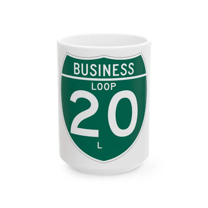 Business Interstate 20-L TX (Texas) (Road Sign) White Coffee Mug 15oz - Go Mug Yourself