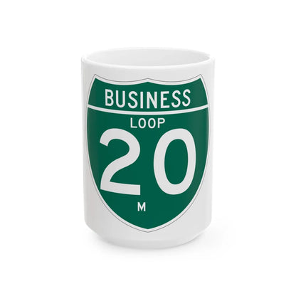 Business Interstate 20-M TX (Texas) (Road Sign) White Coffee Mug 15oz - Go Mug Yourself
