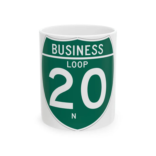 Business Interstate 20-N TX (Texas) (Road Sign) White Coffee Mug 11oz - Go Mug Yourself