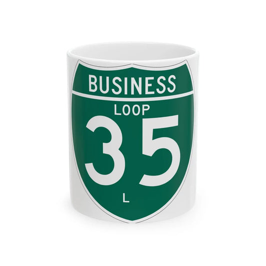 Business Interstate 35-L TX (Texas) (Road Sign) White Coffee Mug 11oz - Go Mug Yourself
