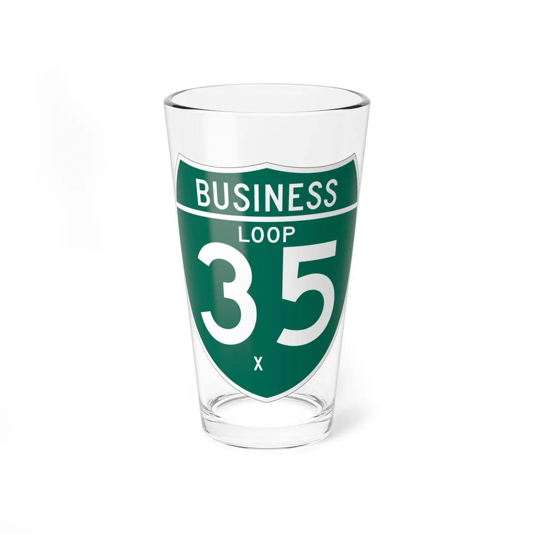 Business Interstate 35-X TX (Texas) (Road Sign) Pint Glass 16oz 16oz - Go Mug Yourself
