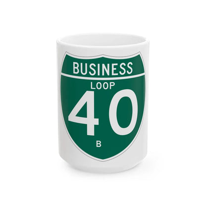 Business Interstate 40-B TX (Texas) (Road Sign) White Coffee Mug 15oz - Go Mug Yourself