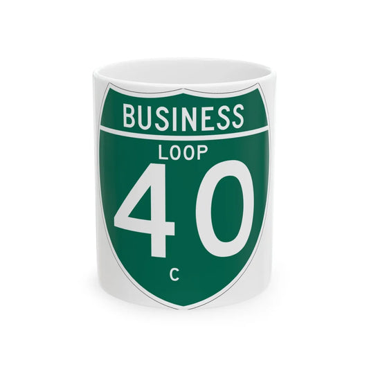 Business Interstate 40-C TX (Texas) (Road Sign) White Coffee Mug 11oz - Go Mug Yourself