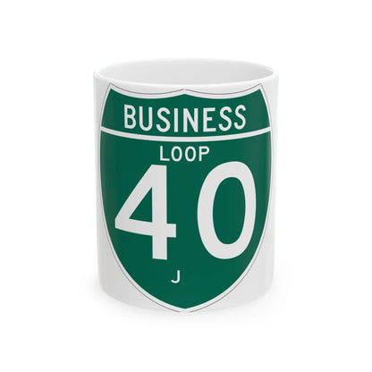 Business Interstate 40-J TX (Texas) (Road Sign) White Coffee Mug 11oz - Go Mug Yourself
