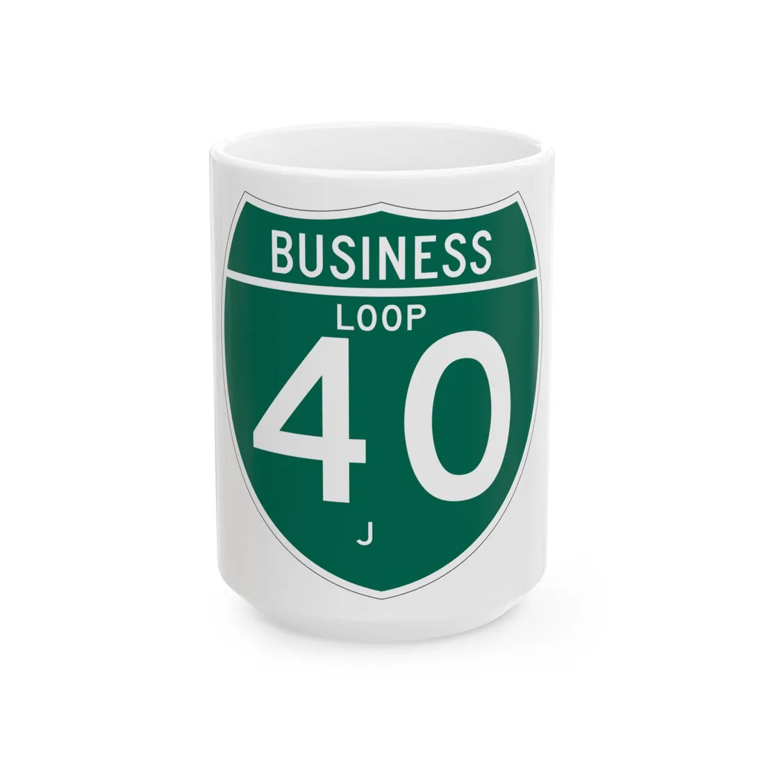 Business Interstate 40-J TX (Texas) (Road Sign) White Coffee Mug 15oz - Go Mug Yourself