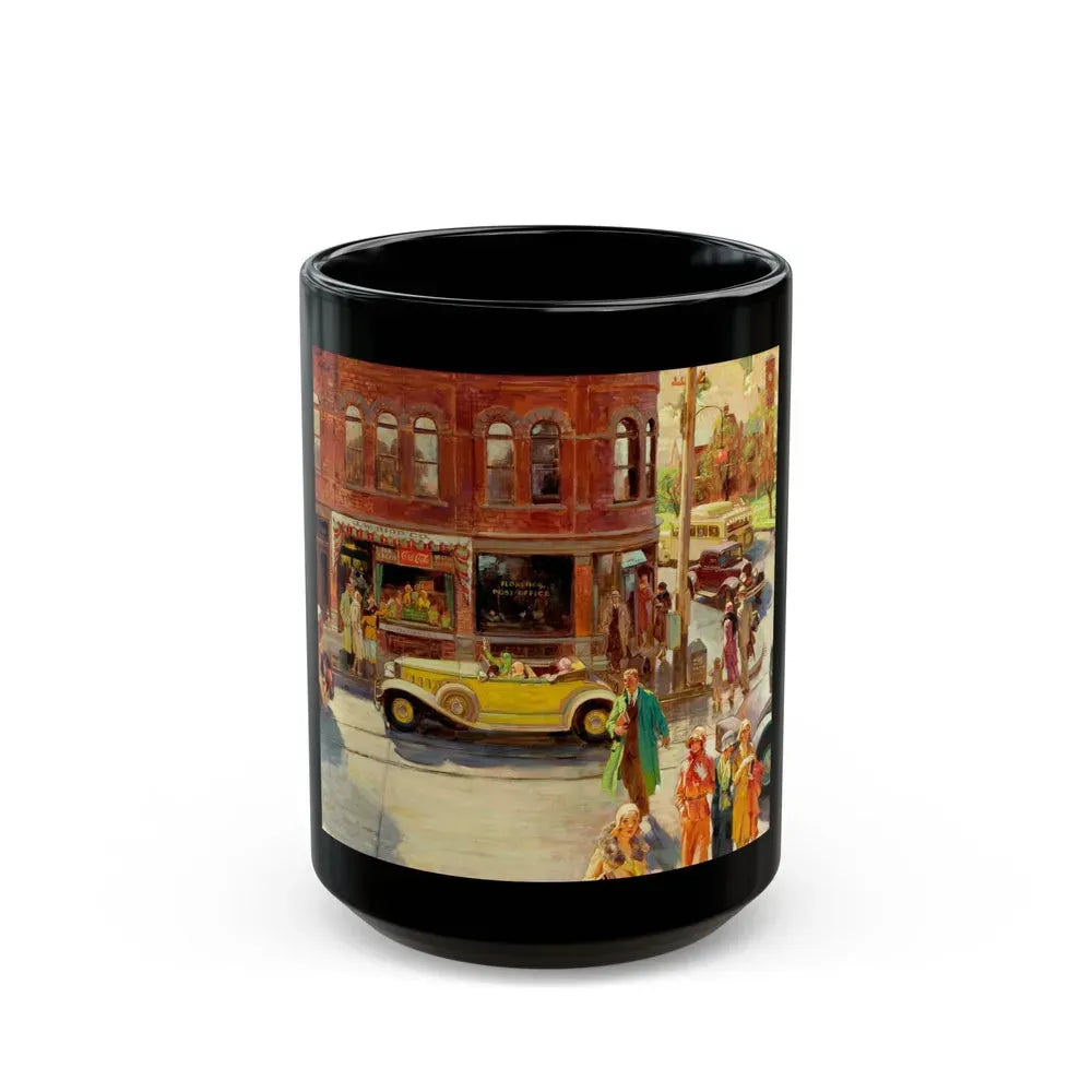 Bustling Street Corner - Black Coffee Mug 15oz - Go Mug Yourself