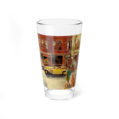 Bustling Street Corner (Magazine Illustration) Pint Glass 16oz-16oz-Go Mug Yourself