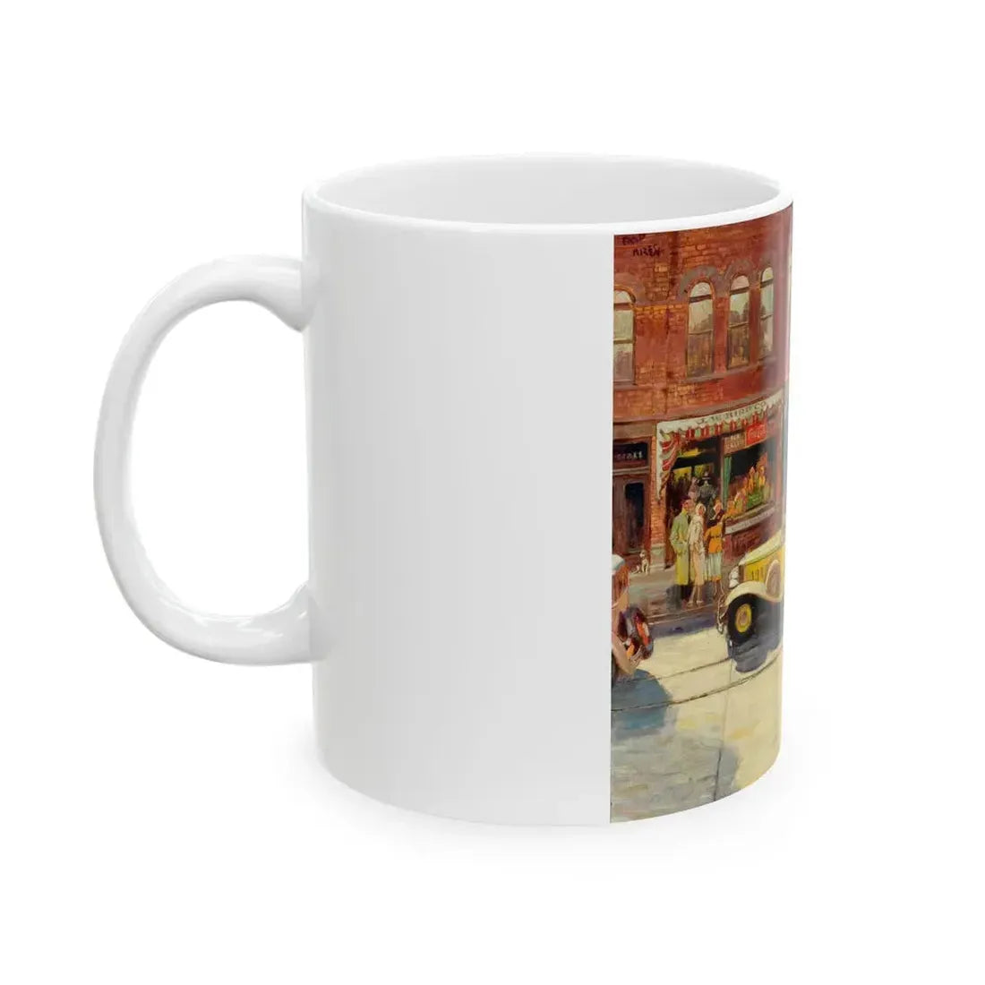 Bustling Street Corner - White Coffee Mug - Go Mug Yourself