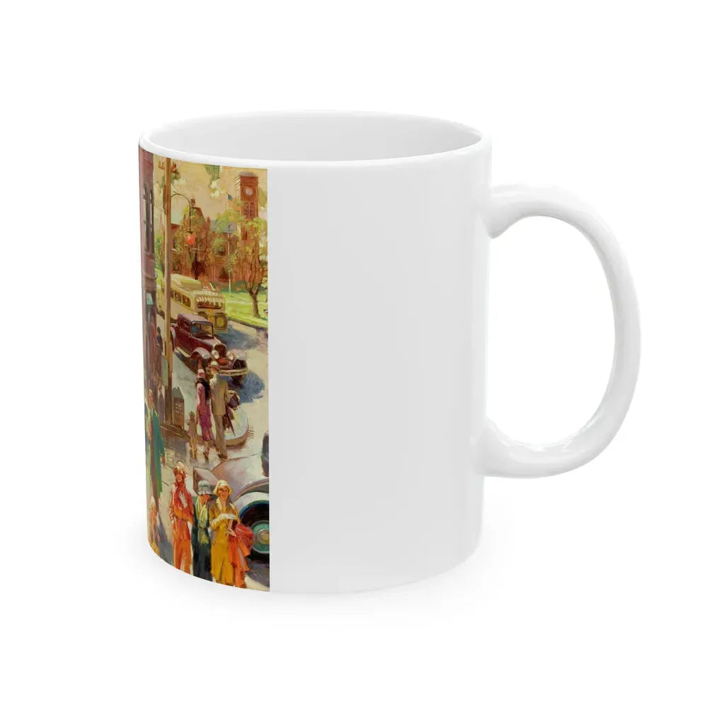 Bustling Street Corner - White Coffee Mug - Go Mug Yourself