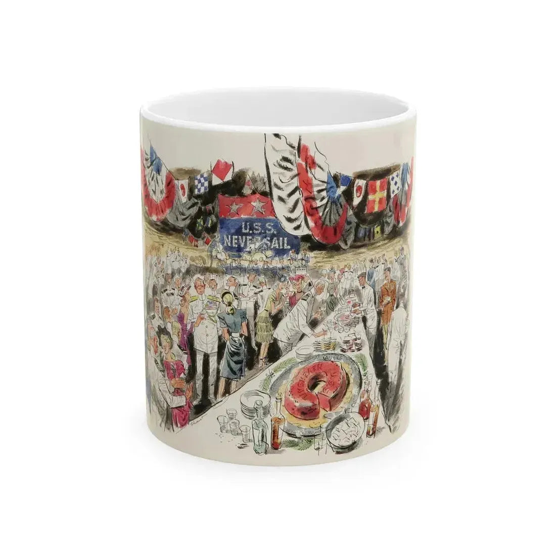 Buttering the Navy Brass, 1947 - White Coffee Mug 11oz - Go Mug Yourself