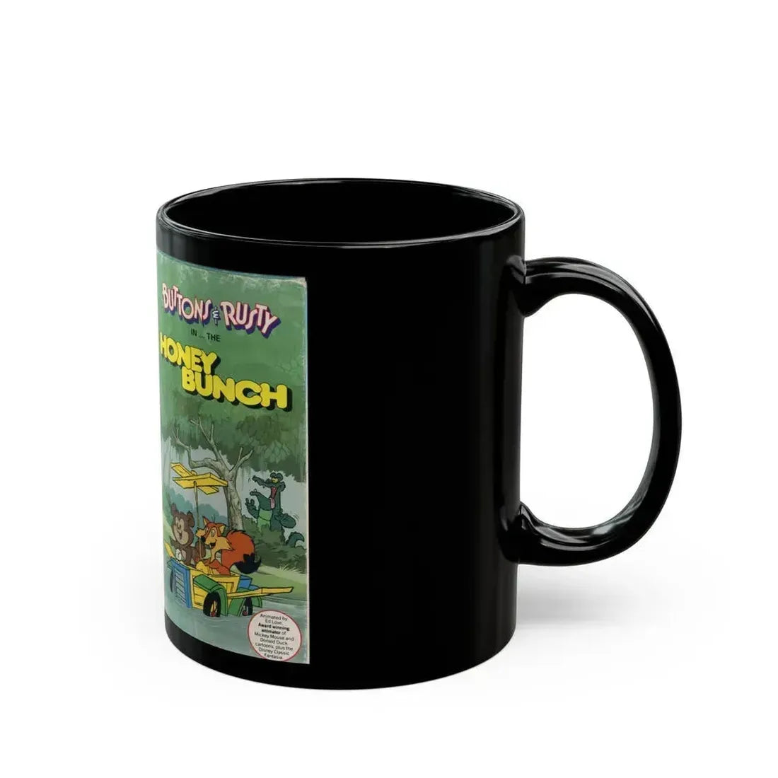 BUTTONS AND RUSTY IN THE HONEY BUNCH (VHS COVER) - Black Coffee Mug - Go Mug Yourself
