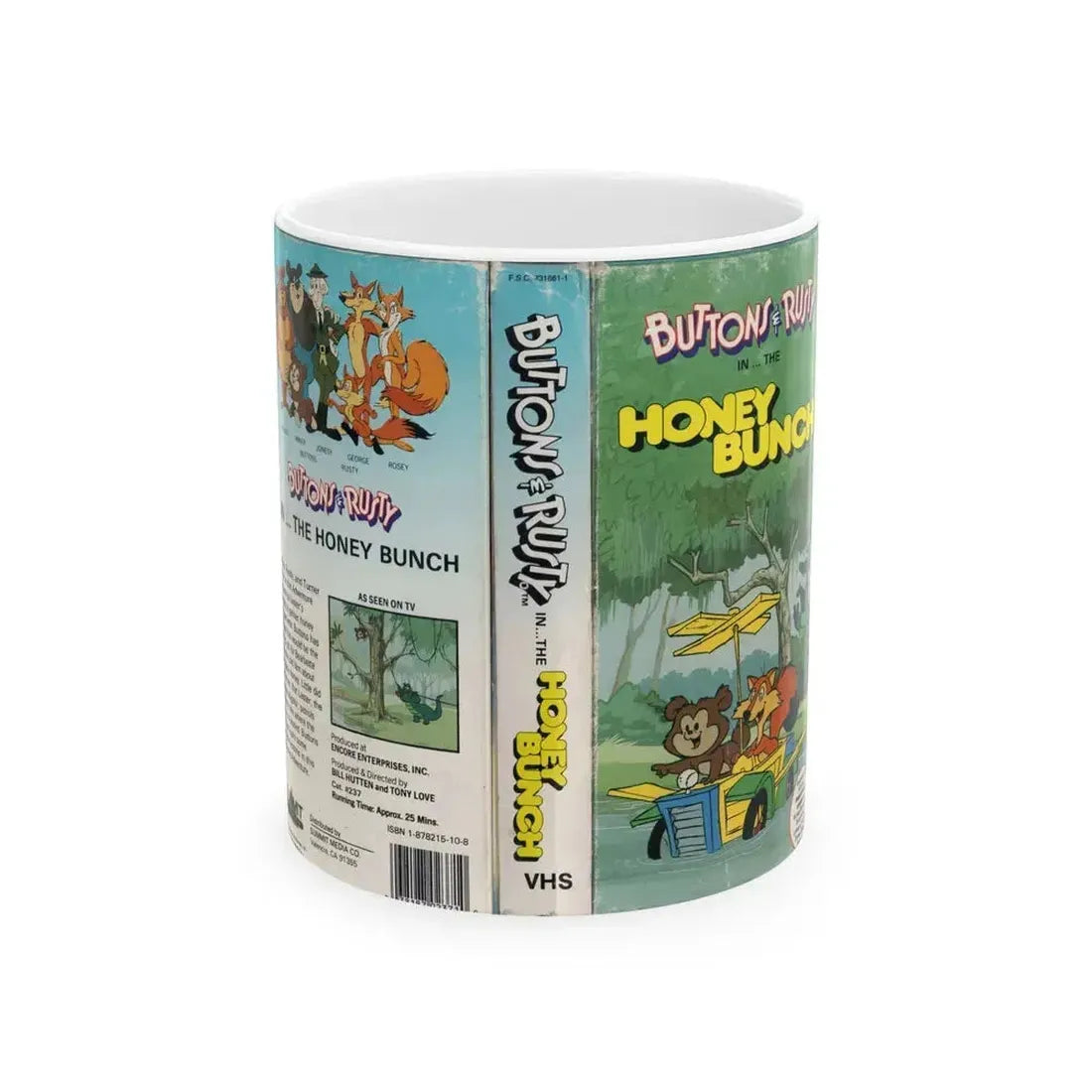 BUTTONS AND RUSTY IN THE HONEY BUNCH (VHS COVER) - White Coffee Mug 11oz - Go Mug Yourself