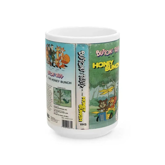 BUTTONS AND RUSTY IN THE HONEY BUNCH (VHS COVER) - White Coffee Mug 15oz - Go Mug Yourself