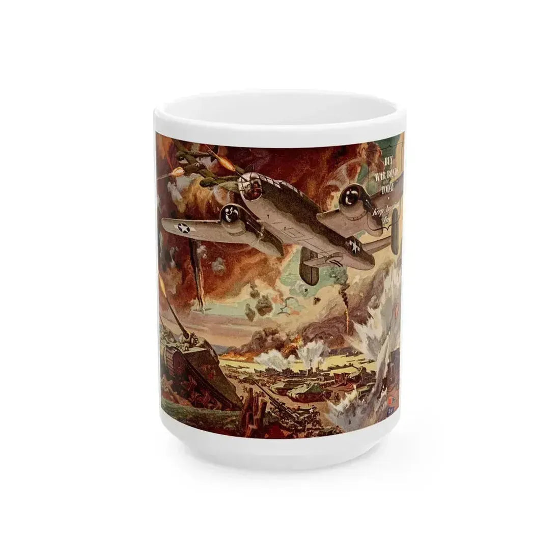 Buy War Bonds Today adv, The Saturday Evening Post, February 5, 1944 - White Coffee Mug 15oz - Go Mug Yourself
