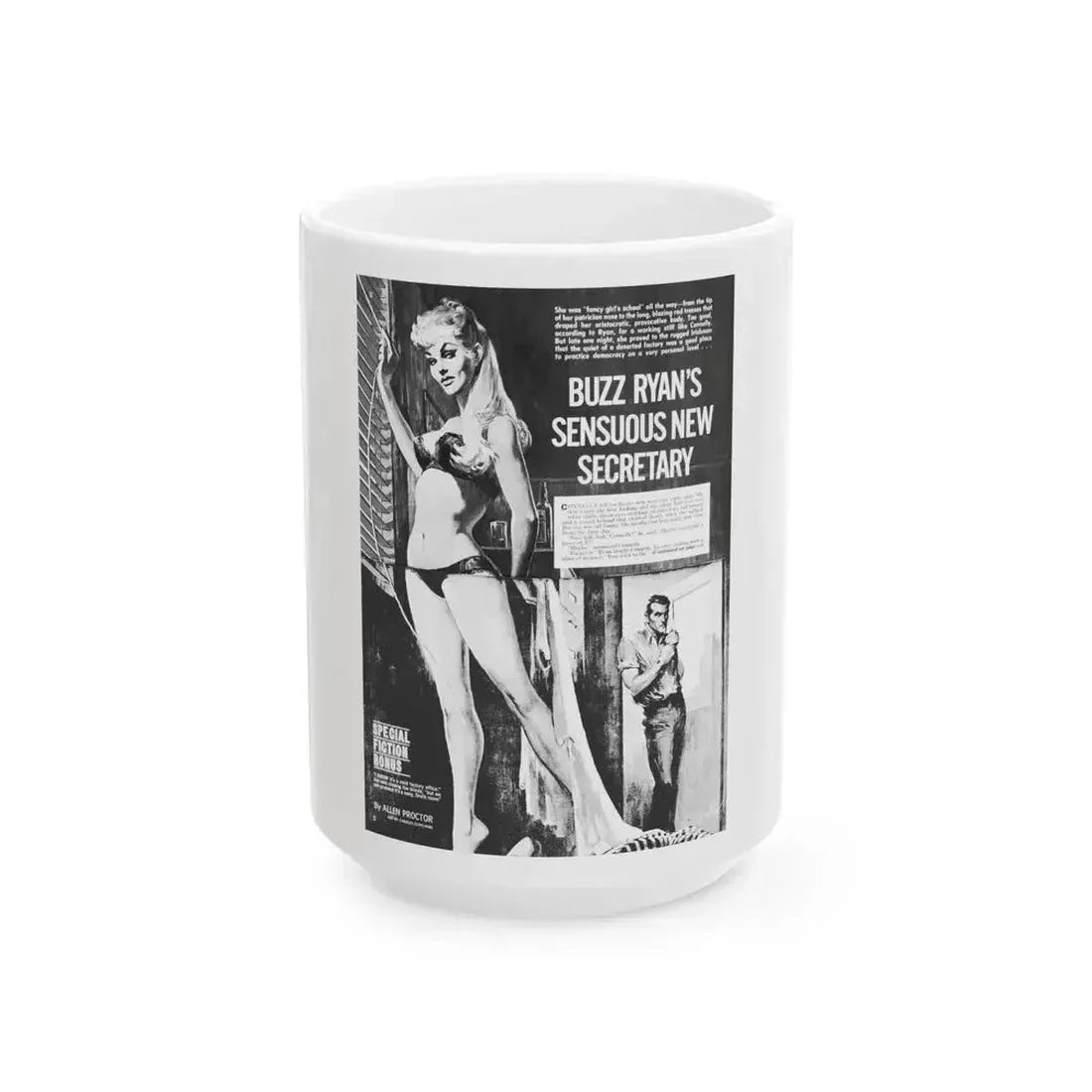 Buzz Ryan's Sensuous New Secretary, Men, January 1965 - White Coffee Mug 15oz - Go Mug Yourself