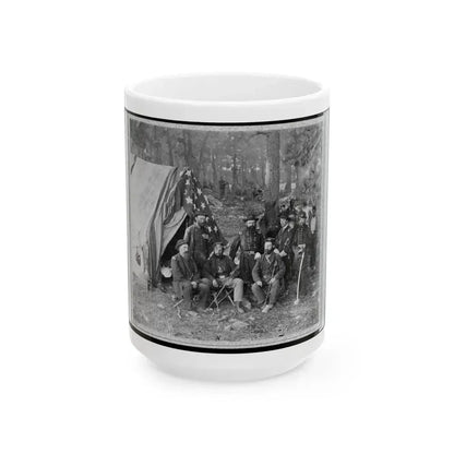 Bv't. Maj. Gen. John C. Caldwell And Staff Posed In Front Of Tent (U.S. Civil War) White Coffee Mug 15oz - Go Mug Yourself