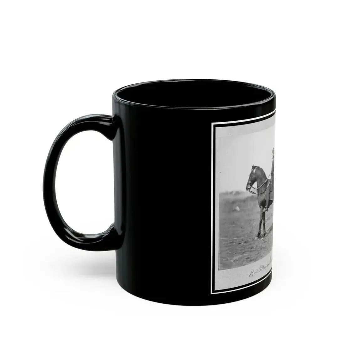 Bv't Major General M.R. Patrick, Full-Length Portrait, On Horseback, Facing Left (U.S. Civil War) Black Coffee Mug - Go Mug Yourself