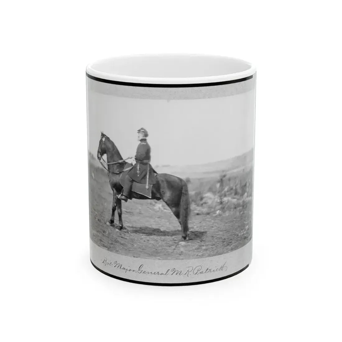 Bv't Major General M.R. Patrick, Full-Length Portrait, On Horseback, Facing Left (U.S. Civil War) White Coffee Mug 11oz - Go Mug Yourself