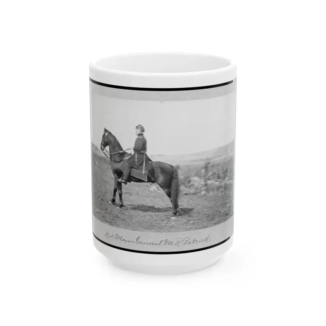 Bv't Major General M.R. Patrick, Full-Length Portrait, On Horseback, Facing Left (U.S. Civil War) White Coffee Mug 15oz - Go Mug Yourself