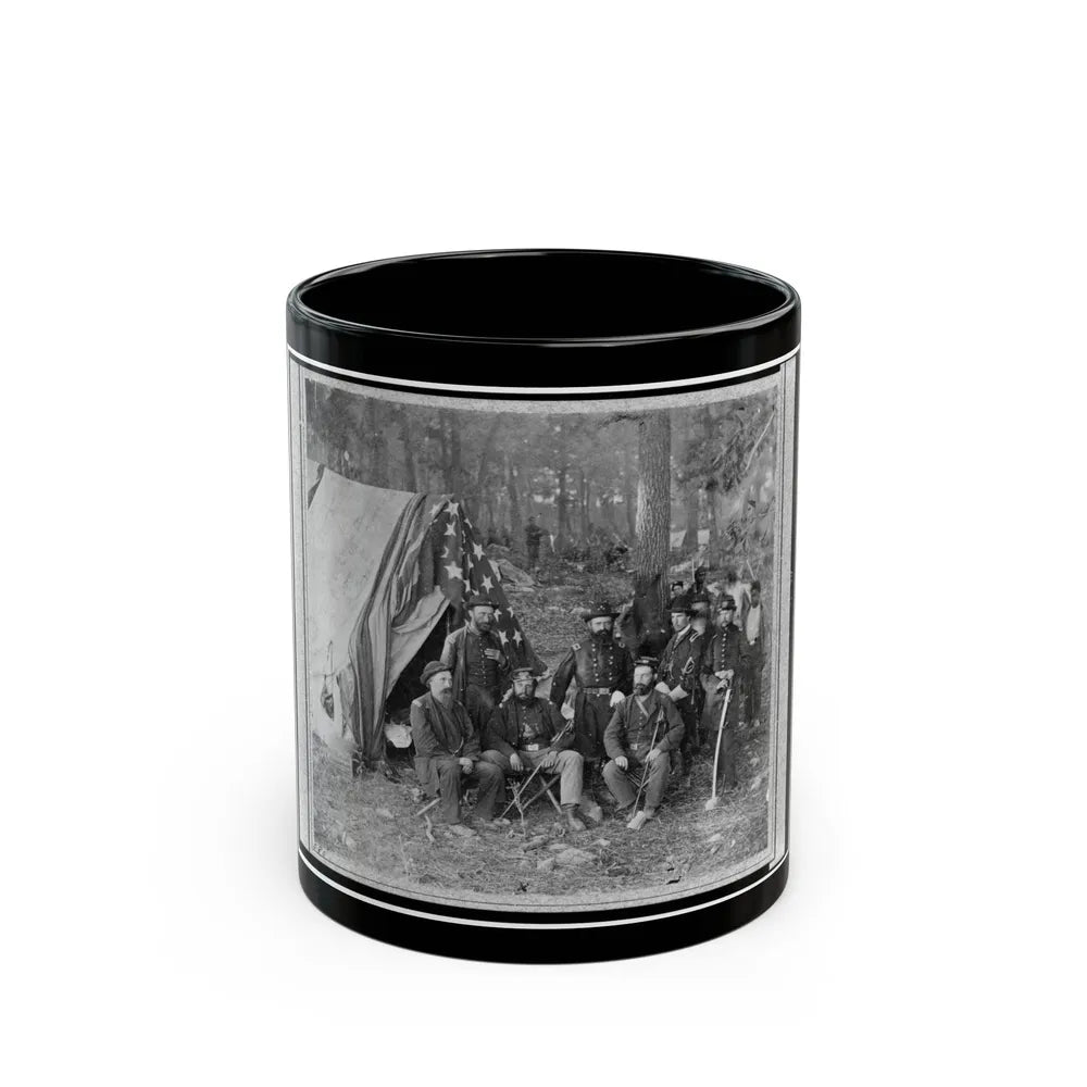 Bv't. Maj. Gen. John C. Caldwell And Staff Posed In Front Of Tent (U.S. Civil War) Black Coffee Mug-11oz-Go Mug Yourself