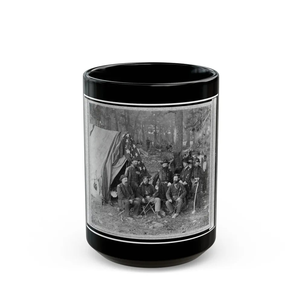 Bv't. Maj. Gen. John C. Caldwell And Staff Posed In Front Of Tent (U.S. Civil War) Black Coffee Mug-15oz-Go Mug Yourself